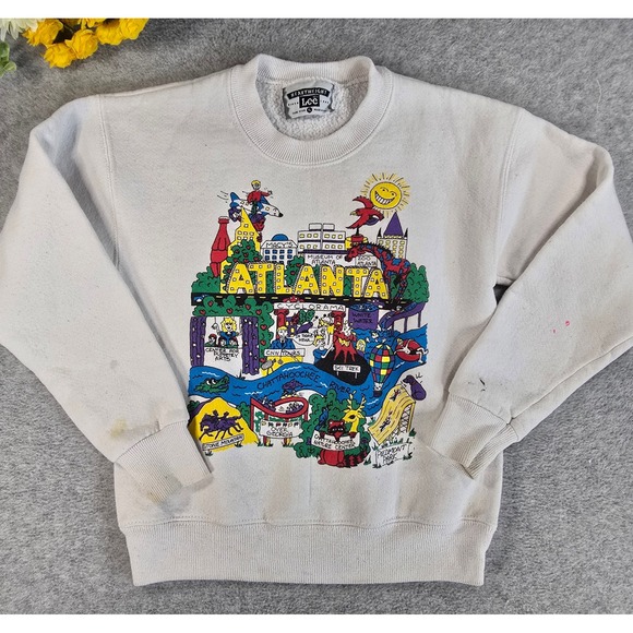 Lee Other - Vintage 90s Distressed Lee Atlanta Georgia Souvenir Crewneck Kids Small White